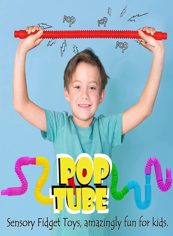 Aganta Pop Tubes Sensory Fidget Toy for Kids, Pull Pack of 12 Multi Color Tubes Educational Toy,Stocking Stuffers for Kids and Toddlers Pop Tubes Toy Gift for Kids - Image 5